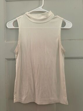 eye candy Sleeveless Ribbed Mock Neck Tank - Cream